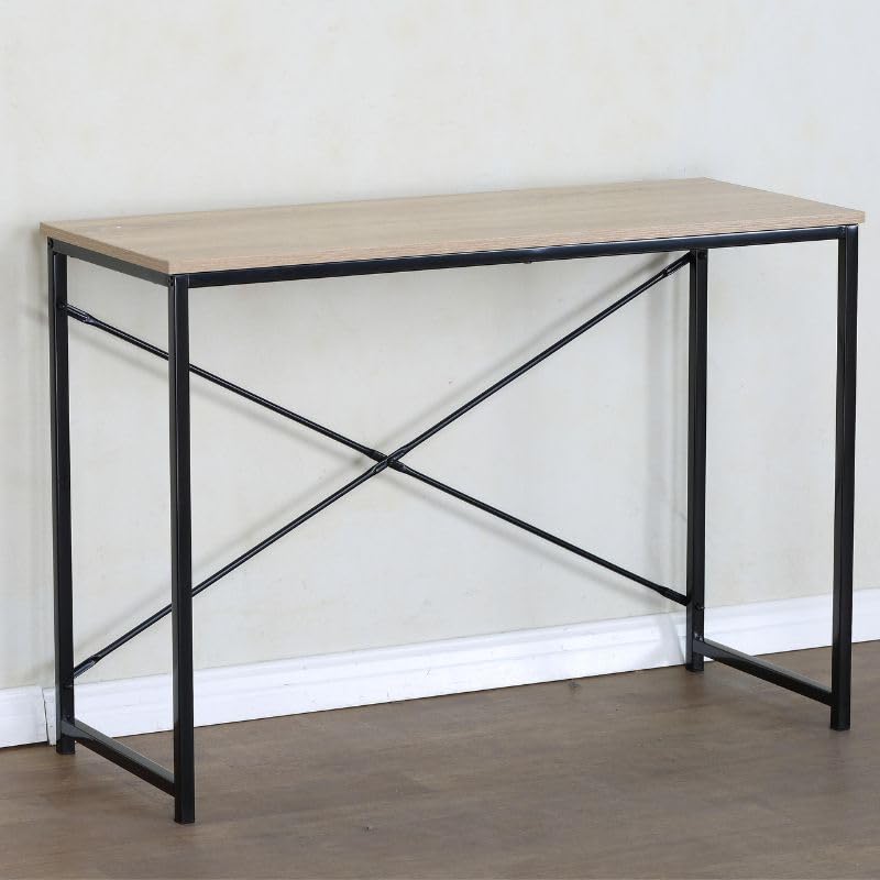 Buyqualia - Escritorio METÁLICO con Huecos 120x75x73 CM – Acabado Sonoma (Mesa Escritorio 100 * 70 * 40)