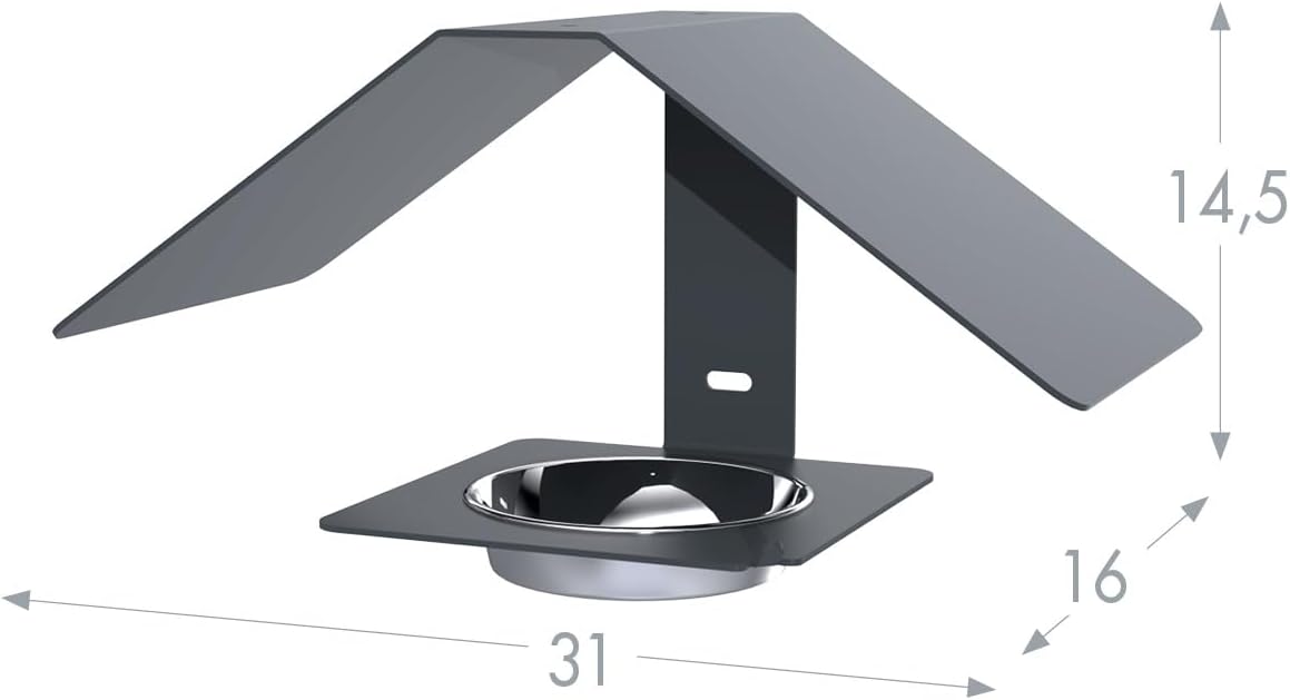 Zéphyr Louis Moulin Bird Feeder - Robust Anthracite Metal - Hanging or Wall Mountable - Modern Design - Removable Stainless Steel Bowl - Frost and UV Resistant - 31 × 16 × 14.5 cm