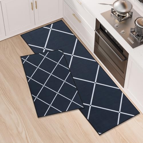 LY4U Kitchen Rug Set of 2, Washable Kitchen Floor Mats, Non-slip Runner