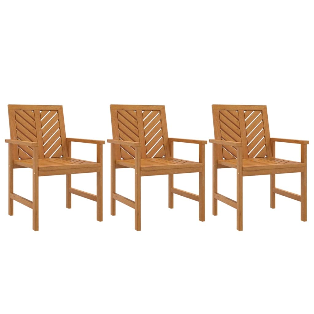 Chaises de jardin en acacia lot de 3 fauteuils extérieurs en bois dossier chevrons