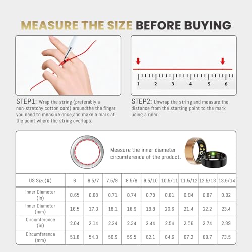 Image of Smart Ring for Women Men, Health Tracker with Heart Rate /Blood Oxygen /Blood Pressure /Sleep Monitoring /Step Counting, IP68 Waterproof Fitness Ring, No App Fees for iPhone & Android (Rose Gold, 14#)