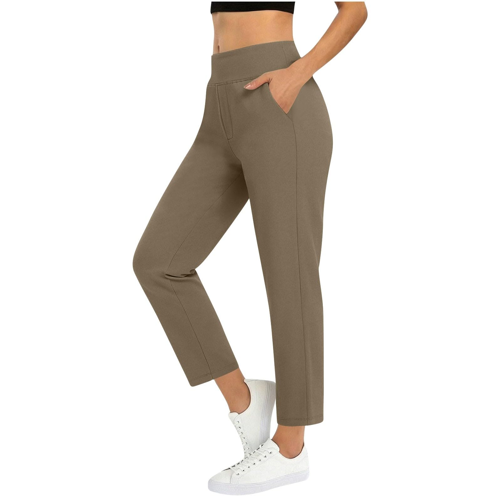 Damskie spodnie do jogi plus size legginsy ze stretchem z wysokim stanem wygodne spodnie treningowe z kieszeniami proste dopasowanie do fitnessu na siłownię trening na co dzień