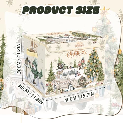 Image of Briwooody Christmas Storage Bin with Lid and Carrying Handle Christmas Foldable Storage Box Large Xmas Decorative Collapsible Container Basket for Organizing Closet Home Bedroom Gift(Truck)