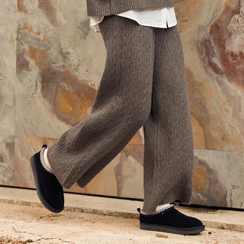 DREAM PAIRS Women's Fuzzy Cozy Slippers Genuine Suede Indoor Outdoor Fluffy Home Comfy Winter Slip On Cute Warm Memory Foam Furry Shoes FuzzyEasy,Size 5,Black,SDSL2412W