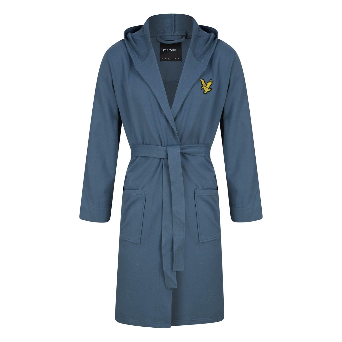 Lyle & Scott Mens Hooded Bathrobe Towel Dressing Gown China Blue L
