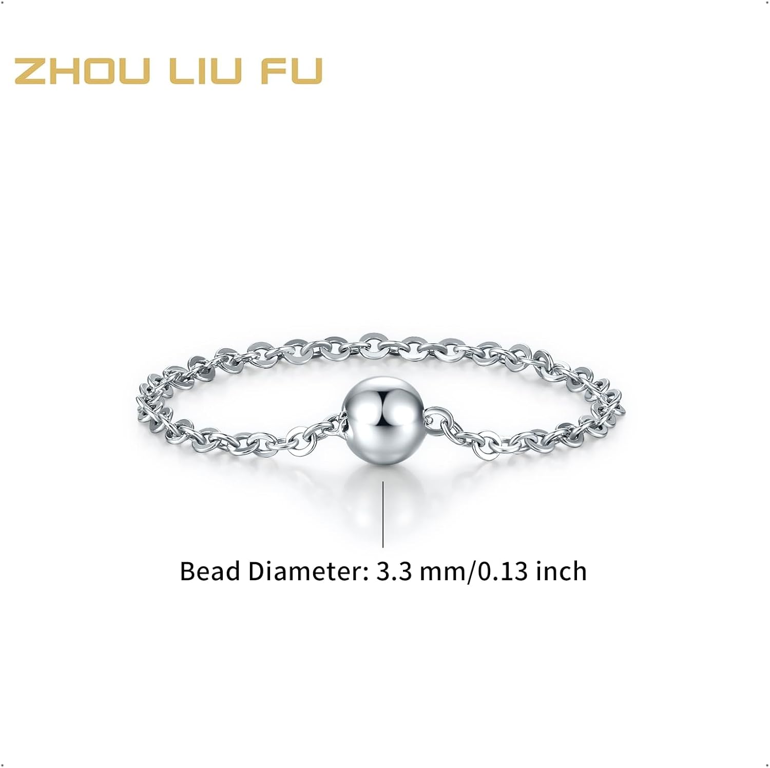 950 Platinum Bead Ring for Women, Chain Ring Jewelry Gifts Girlfriend Rings Wedding Anniversary Engagement