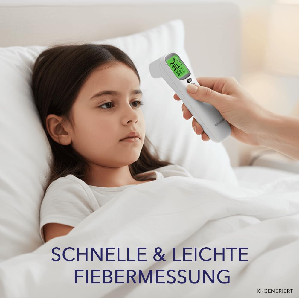 IEA Medical Digitales Infrarot-Fieberthermometer 2er Set für Babys, Kinder & Erwachsene, Thermometer zur Fiebermessung mit Fieberalarm, Stirnthermometer Kontaktlos, Fiebermesser