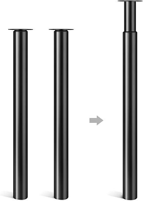 Dhouse 2 Pcs Breakfast Bar Legs Adjustable 710-1100mm Table Leg Metal Folding Coffee Table Leg for Work Table Coffee Table Bar Table (Black)
