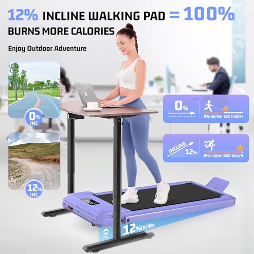 Image of FUNMILY Upgrade Walking Pad Folding Treadmill with 12% /15% Incline & Handle Bar, 3.5HP Foldable Under Desk Compact Treadmills for Home /Office /Gym, 400+lb Capacity, Shock Absorption