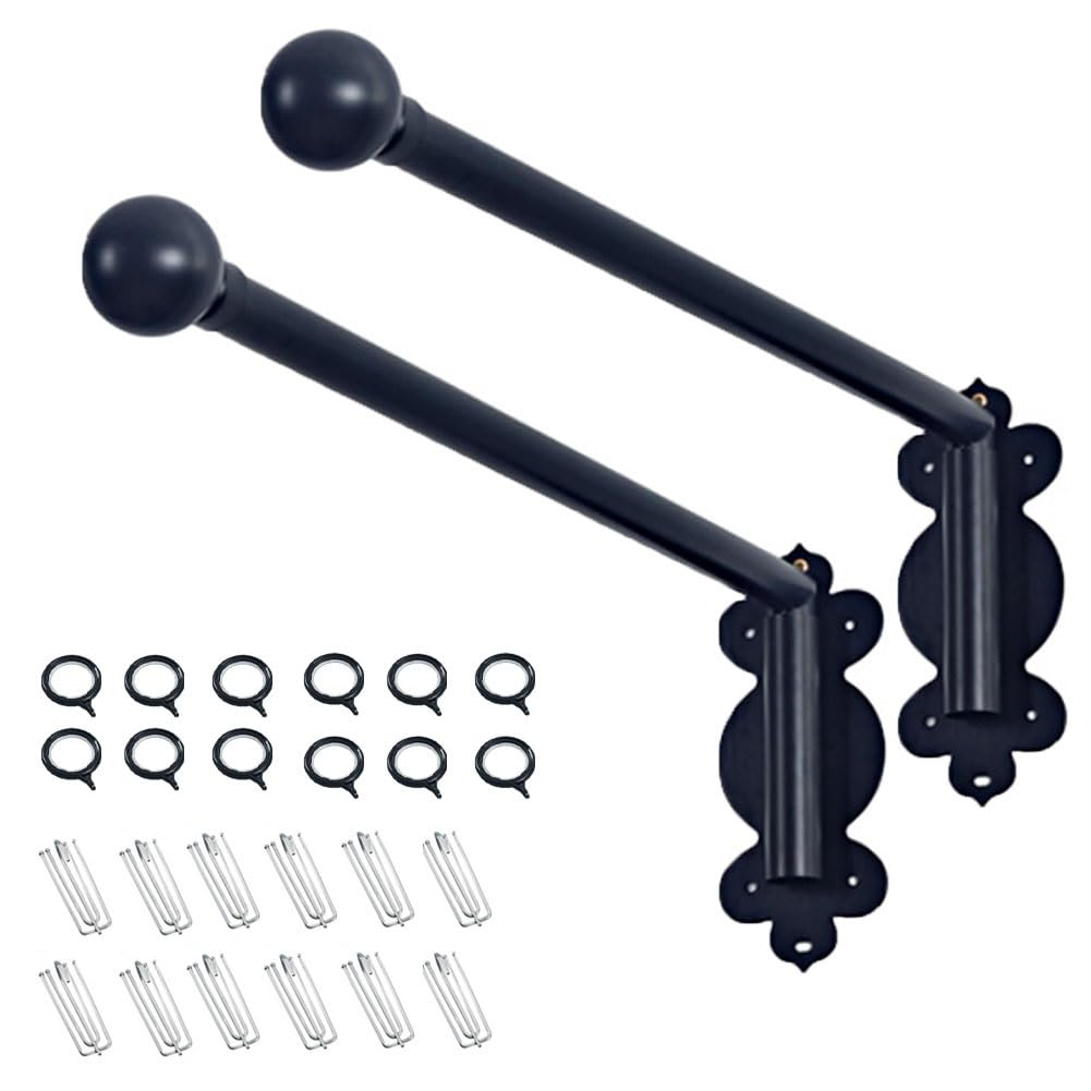 Verstellbare 71,1 cm matte Gardinenstangen, 2 Stück, stilvolle Gardinenstangen mit Schwingarm, für Heimdekoration, perfekt für Wohnzimmer und Schlafzimmer, Fensterbehandlungen