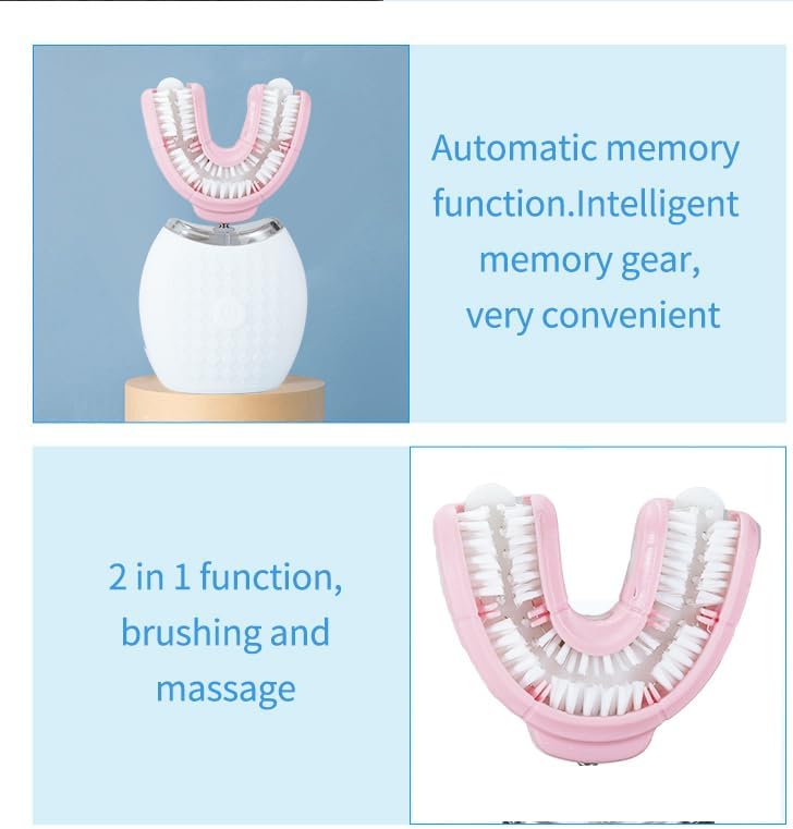 Miniatura 5 de Ortho Sparkle Cepillo de dientes eléctrico automático para adultos, cepillos de dientes en forma de U para blanqueamiento dental, limpieza bucal de