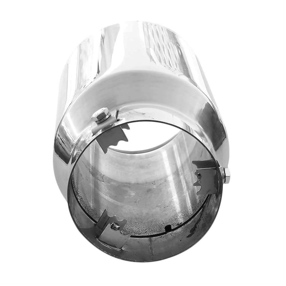Embout D'échappement Universel Acier Inox 82 Mm - Chrome, Pour Voiture, Ton Sportif, Clip Réglable Inclus - 11