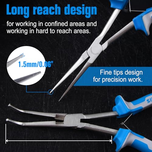 SPEEDWOX 2 Pcs Long Nose Pliers Curved Needle Nose Pliers Tool Kit for Jewelry Making Wire Bending and Gripping Objects in Narrow Spaces - Image 2