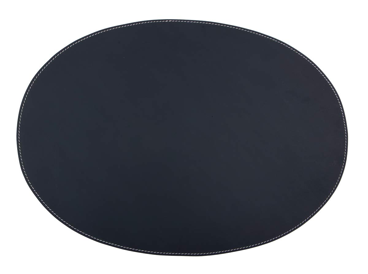 Oval Shape Black Leather placemat and Dining Table mat (Set of 6 Pcs)