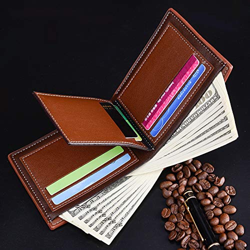 Mens Wallets, PU Leather Wallets for Men, Bifold Card Wallet Mens Wallet with Multi-Card Slot (Light brown)3