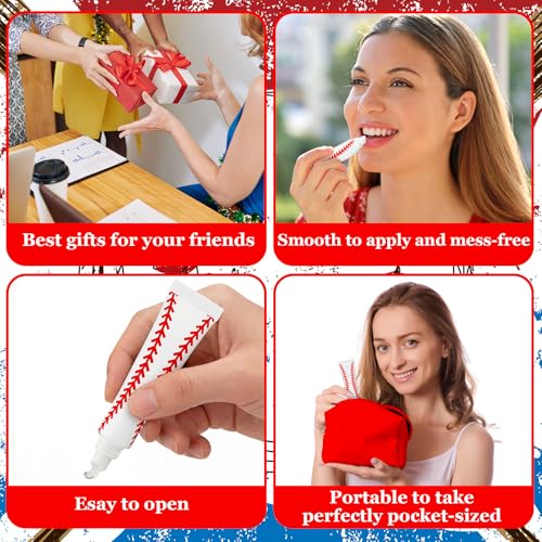 Image of 36 Pcs Baseball Lip Balm Party Favors Bulk Moisturizing Lip Balm Gifts for Women Baseball Team Players Fans Coaches Sports Lovers Party Supplies