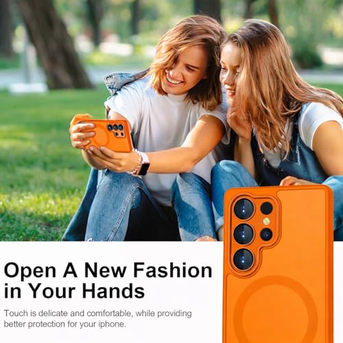 Image of Elzzi Magnetic Magsafe for Samsung S26 Ultra Case, Upgraded [Full Camera Protection] [Compatible with Magsafe] [Translucent Matte] Shockproof Protective Phone Case for Men & Women - Cosmic Orange