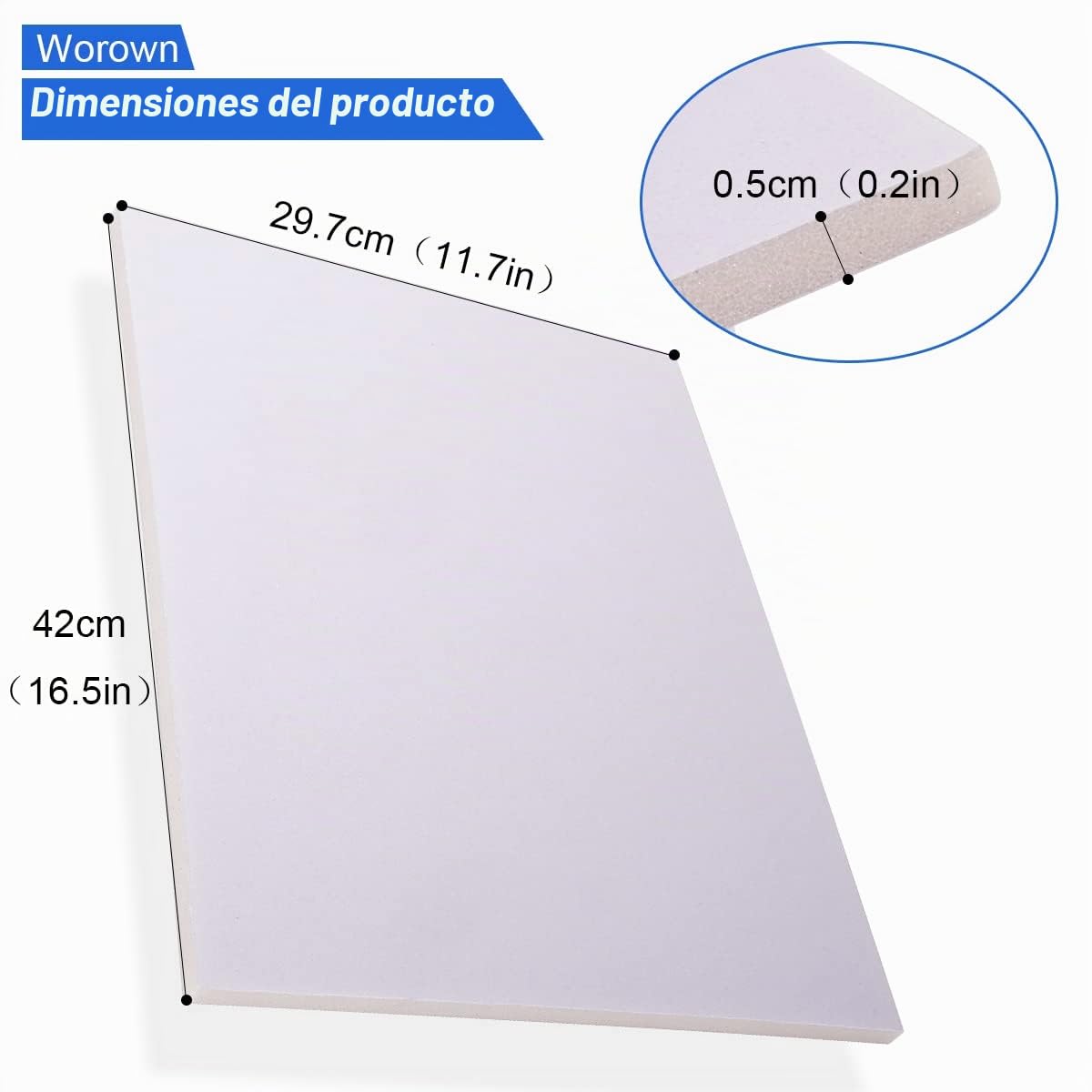 Worown 20 Láminas Cartón Pluma A3, Cartón de Espuma de 5 mm, Placa de Espuma Color Blanco para la Fabricación de Modelos, Presentaciones, Proyectos de Arte (42 x 29.7 cm)