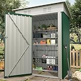 Metall Geräteschuppen 152x89x183cm – Gartenschuppen Aus Verzinktem Stahl Mit Pultdach – Belüftete Und Abschließbare Türen Für Hinterhof, Terrasse Oder Rasen, Dunkelgrün