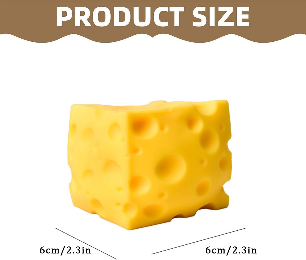 Huge Squish Cheese Cube Big 3.9in Jumbo Cheese Squishy Block Toy Soft Novelty Rebounding Sensory Toy Stress Relief Fidget Balls Gifts for Adults Help for Relax Focus Autism ADHD (1*6cm)
