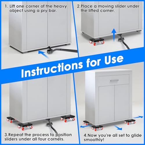 Foymlon Sollevatore Mobili, Spostare Mobili Pesanti 360 Gradi, Splicabile Ruote Per Mobili Capacità Di Carico Di 800 Kg Per Trasportatori Di Frigorifero, Divano, Tavoli - 6