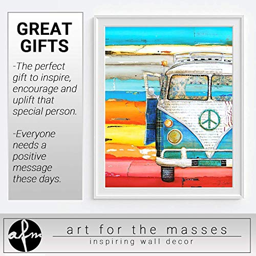 Playing Hooky, Danny Phillips Art Print, Unframed, Vintage Antique Classic Van Ocean Beach Inspired Funky Retro Vintage Mixed Media Art Wall And Home Decor Hippie Poster, 8X10 Inches #TOP1
