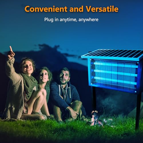 Image of Heavy-Duty Big Solar Bug Zapper Outdoor for 8000 sq.ft with 30W Solar Panel | Rechargeable Solar Zapper with High Powered, Outdoor Solar Bug Zapper for Patio Garden Backyard Farm and Large Spaces