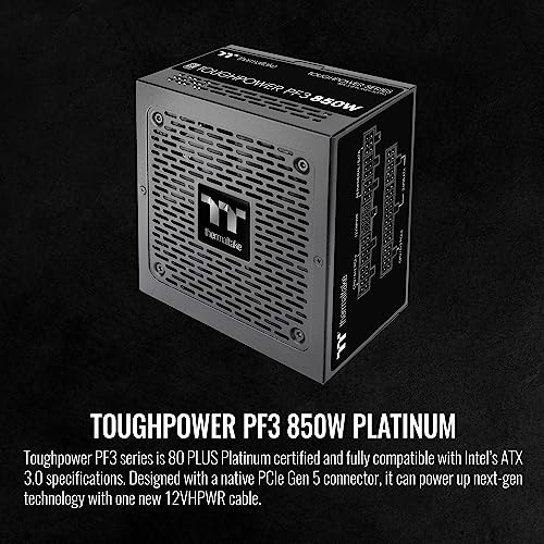 Image of Thermaltake Toughpower PF3 ATX 3.0 850W 80+ Platinum Full Modular SLI /Crossfire Ready Power Supply; PCIe 5.0 12VHPWR Connector Included; 10 Year Warranty; PS-TPD-0850FNFAPU-L