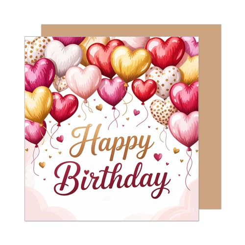 Edition Seidel - Carte d'anniversaire premium carrée avec enveloppe. Carte de félicitations pour l'anniversaire Happy Birthday avec texte anglais pour homme...