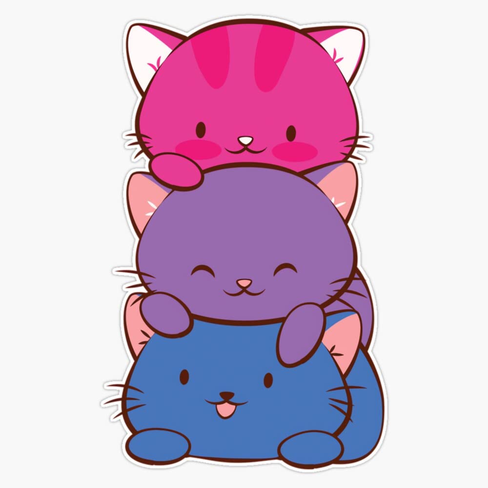 Bisexual Flag LGBT Bi Pride Cute Kawaii Cats Bumper Sticker Vinyl Decal 5"