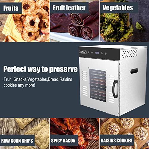 Image of NutriChef Commercial Electric Food Dehydrator Machine - 14 Shelf Extra Large Capacity - Stainless Steel Trays - 1000-Watts, Digital Timer & Temperature Control - 18.58 x 17.52 x 22.52 IN