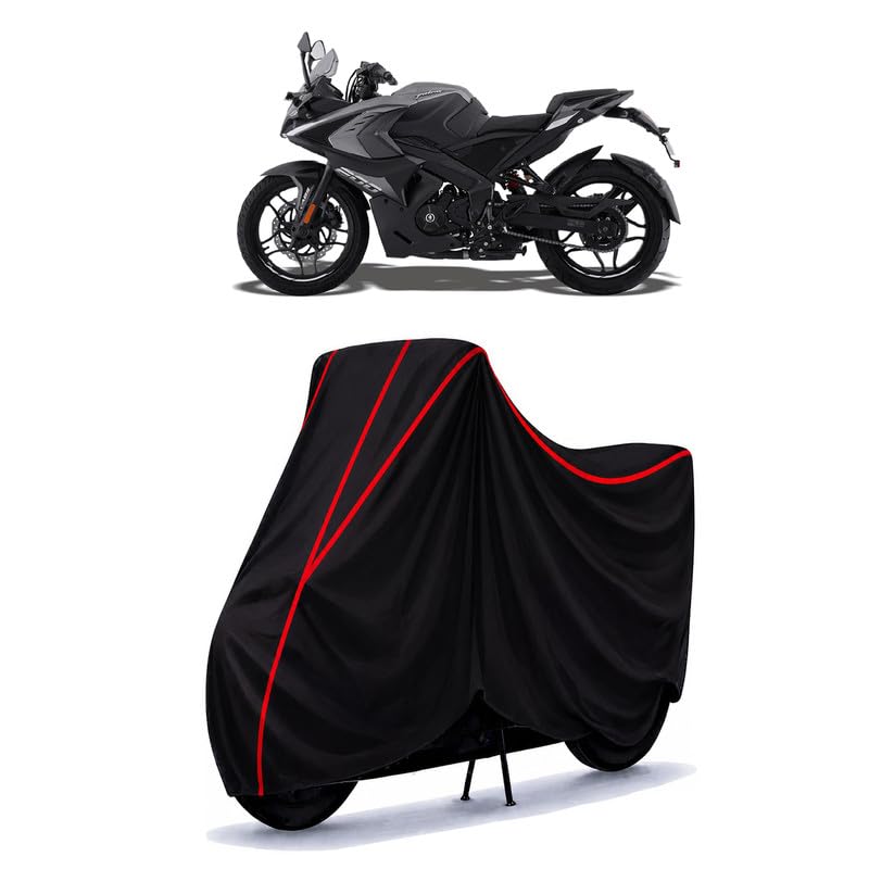 Image of Bajaj Pulsar RS200 Water Resistant Bike Cover for All Motorcycles & Rain | Heavy Duty Taffeta Fabric | UV Protection, Dustproof, Scratchproof | All Weather Two Wheeler Body Cover with Elastic Bottom