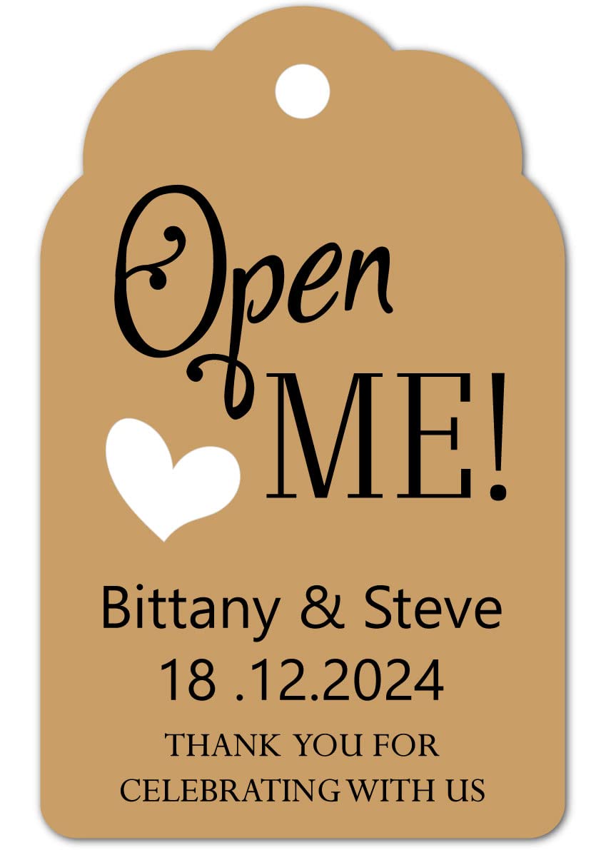 Handra 60pcs Alice in Wonderland Personalized Drink Me Tags, Eat Me, Take Me, Open Me Tags, Wedding Favour Tags, Thank You Gift Tags (Open Me - Kraft)