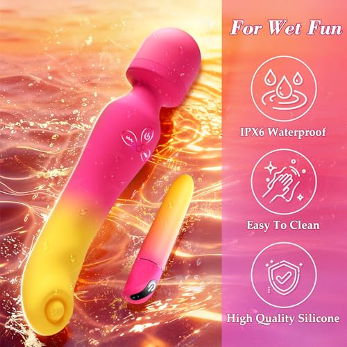 Image of G Spot Vibrator Wand & Bullet Vibrator Set - Flapping Vibrators Sex Toys for Women, Clitoral Dildo with 7 Vibrating & 7 Tapping Modes, Waterproof Wand Massager, Adult Sex Toy (Yellow & Pink)