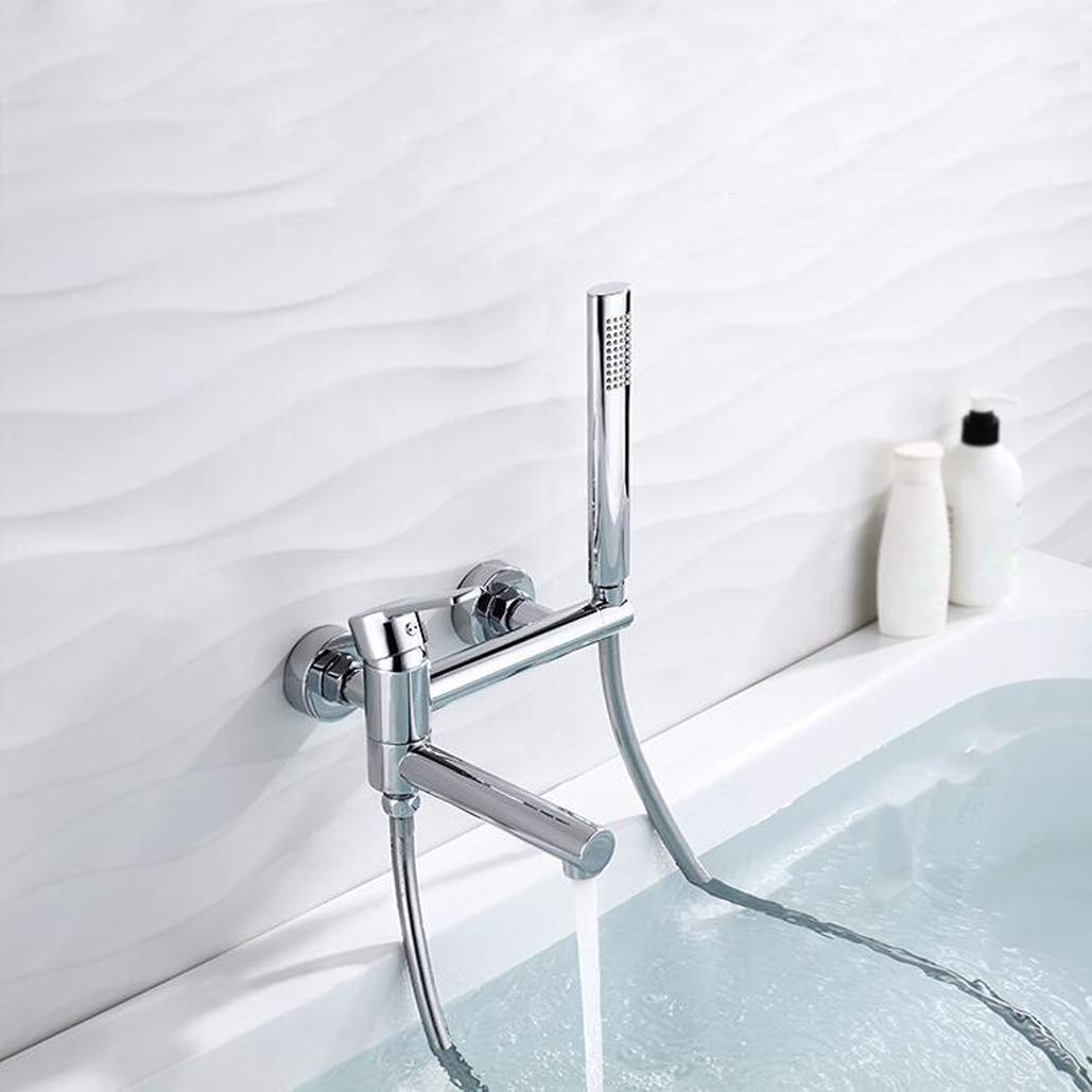 Mitigeur mural en laiton brossé or avec douche à main haut de gamme