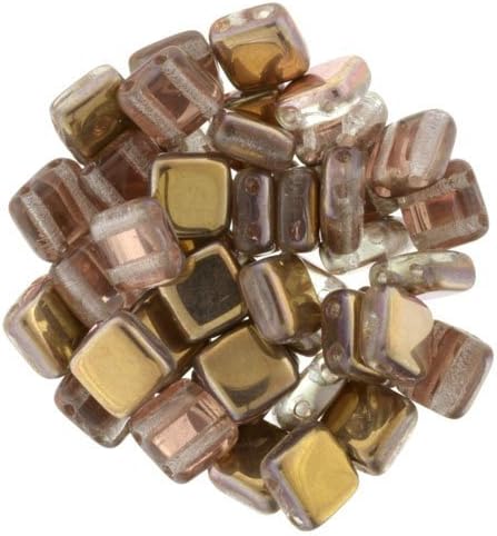 Czechmate 6mm Square Glass Czech Two Hole Tile Bead - Apollo (Gold)
