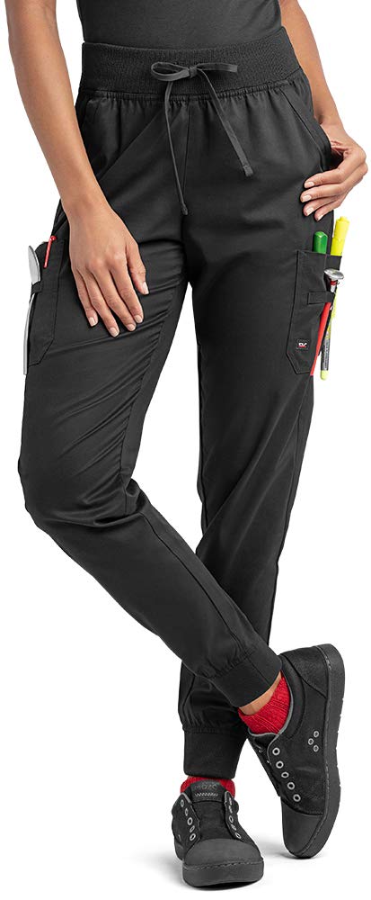 Industry Line Women's Chef Pants - Black, 5 Pocket Stretch Jogger - Kitchen Restaurant Uniform, Drawstring Elastic Waist