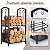 FEED GARDEN Firewood Rack Indoor Outdoor with Tools, 5-Piece Fireplace Tools Set, Fireplace Log Holder, Heavy-Duty Steel Firewood Storage Rack for Fireplace, Fire Pit, Wood Stove-Black, 29" H