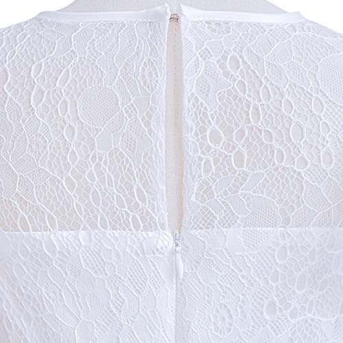 Glamulice Pure White Flower Girl Dress Lace Chiffon First Communion Birthday Party Rustic Bohemian Holiday Junior Girl Maxi Long Bridesmaid Dresses 8 9 Kids Wedding Church Pageant Formal Gown Princess