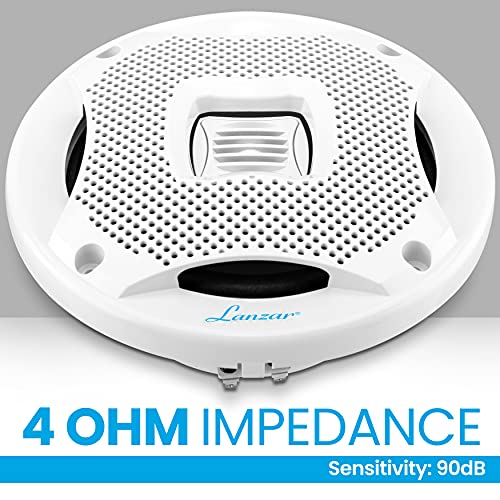 Lanzar 6.5” Dual Waterproof Marine Speakers - 400W 4Ohm Outdoor Car/Boat Radio Stereo Speakers Weather Proof Marine Stereo Speakers System Pair - Mounting Kit Speaker Wire, Grill- Lanzar Aq6Cxw #TOP3