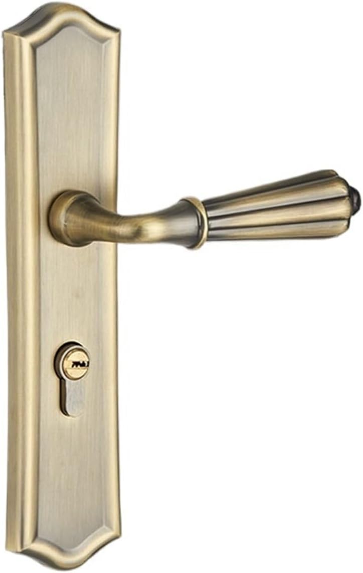 European Style Indoor Door Lock Magnetic Silent Bedroom Door Lock Conjoined Lock Handle Lock Bronze Wooden Door Lock(I Gold Gun Black)