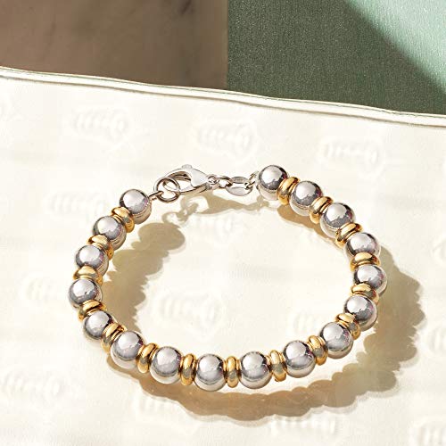 Ross-Simons Italian Sterling Silver and 22kt Gold Over Sterling Bead Bracelet3