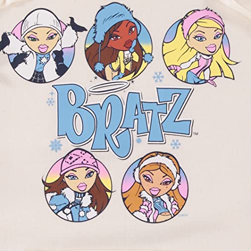 Bratz Ladies Dolls Hoodie Sweatshirt - Yasmin, Cloe, Jade, And Sasha 1990'S Vintage Throwback Hoodie Sweatshirt (Ivory, Large) #TOP4
