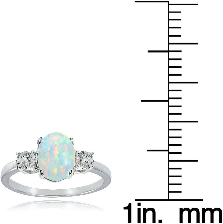 Ice Gems Sterling Silver Created White Opal and Oval Ring - Image 3