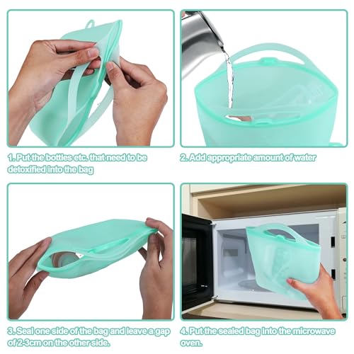 Vodolo Microwave Steam Bags for Baby Bottles,1.5L Reusable Silicone Microwave Steam Bags for Baby Bottles, Breast Pump, Accessories, Pacifiers and Teethers, Great for Home and Travel… - Thumbnail 7
