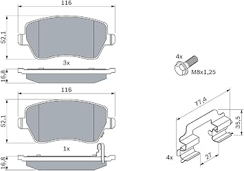 Bosch BP1071 - Brake Pads Car Front Axle - 1 Set of 4 Pads