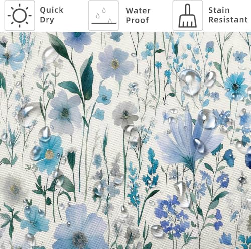 Dizifinn Floral Shower Curtain, Vintage Blue Flower Watercolor Plant Style Shower Curtain Set, Boho Colorful Wildflower Floral Shower Curtains for Bathroom, with Hooks 72x72 Inch by Dizifinn - Used condition - Image 7