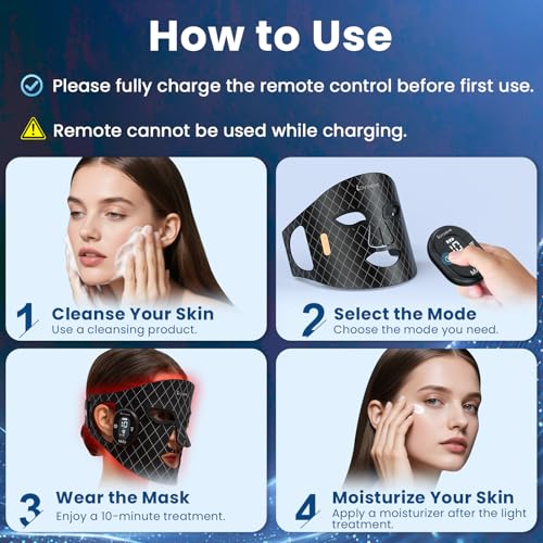 Red Light Therapy for Face – Wireless Red Light Therapy Mask LED Face Mask Light Therapy with 320 LEDs, 3 Modes, Skin Rejuvenation, Anti-Aging Skincare Ideal Beauty Gift for Women & Men