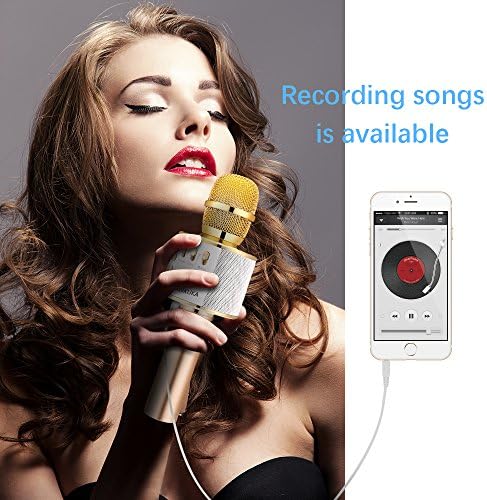 Karaoke Microphone Adults, Ankuka Handheld Bluetooth Karaoke Player Speaker, Compatible with iPhone Android Smartphone, Portable Mic for Home KTV/Outdoor Party/Music Playing/Kids Singing, Gold