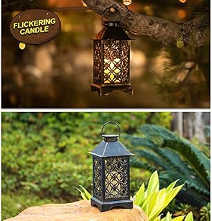 Solar Lantern Indoor or Outdoor 4Leaf Clover Bronze − Antique Metal Construction −
